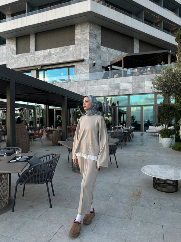 Fara Sweat Pantolon Takım - Bej