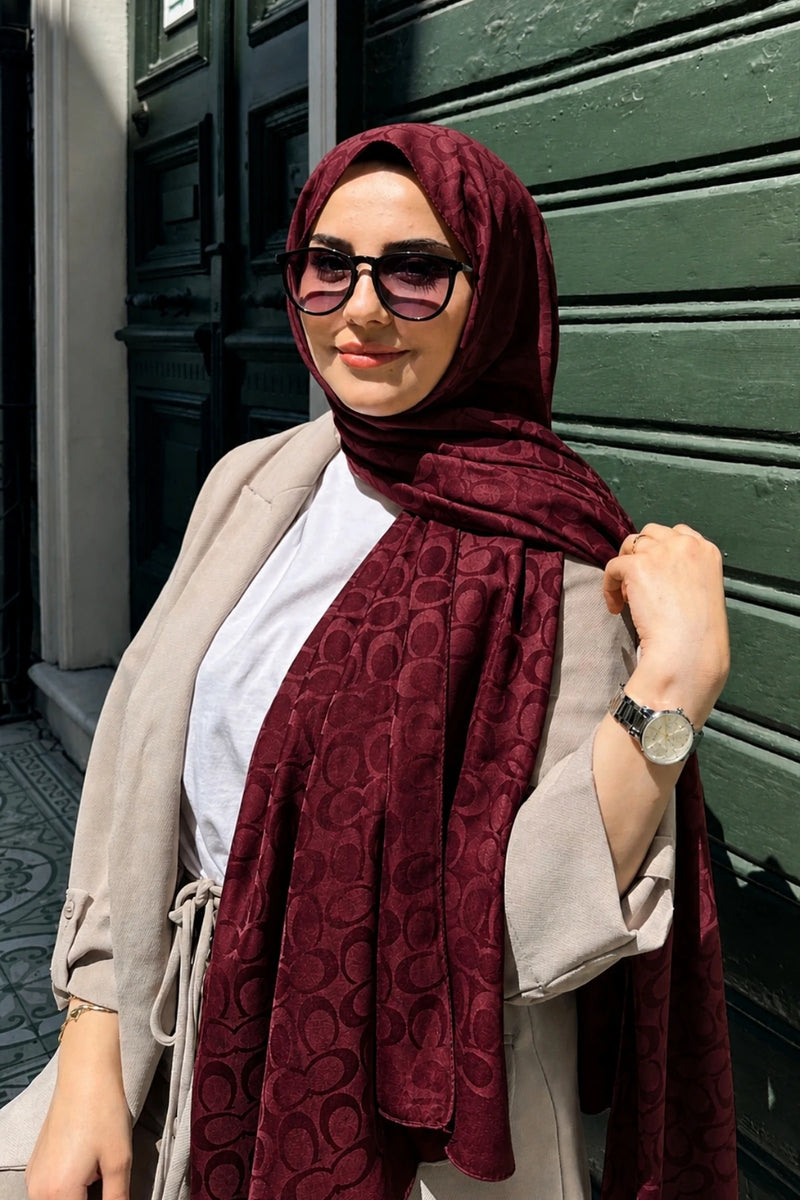 Elegant Line Şal - Bordo