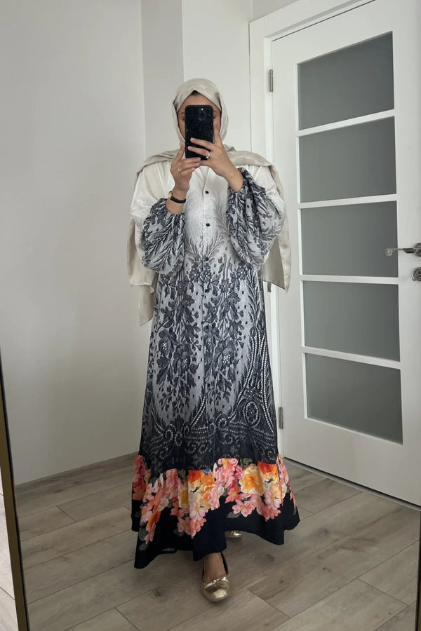 Manolya Viskon Elbise - Çok Renkli