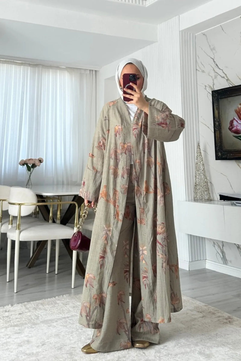 Bahar İkili Kimono Takım - Yeşil