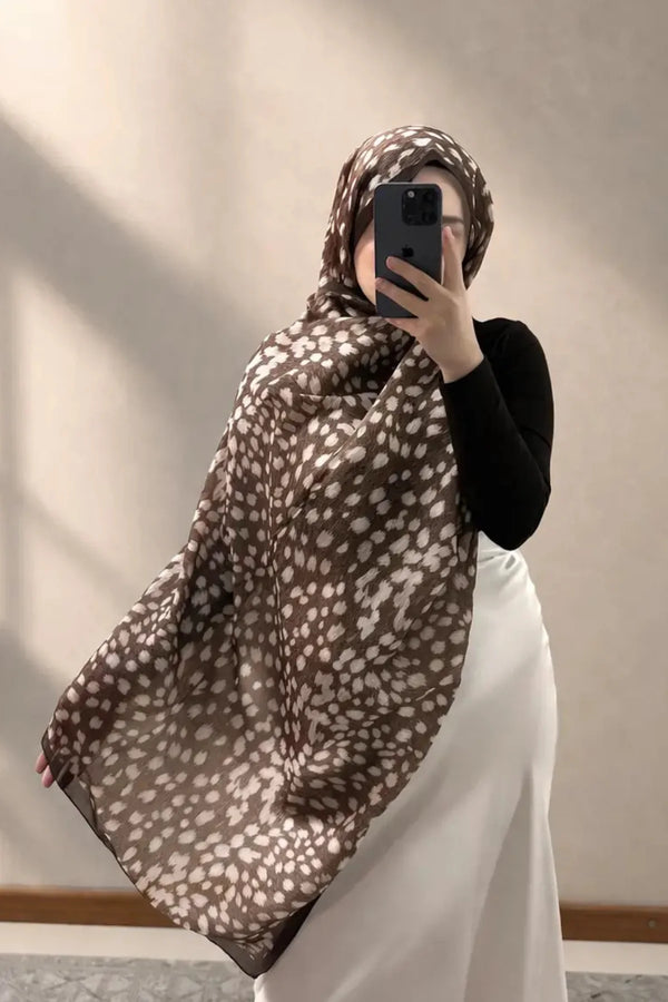 Bambi Pamuklu Şal - Kahverengi