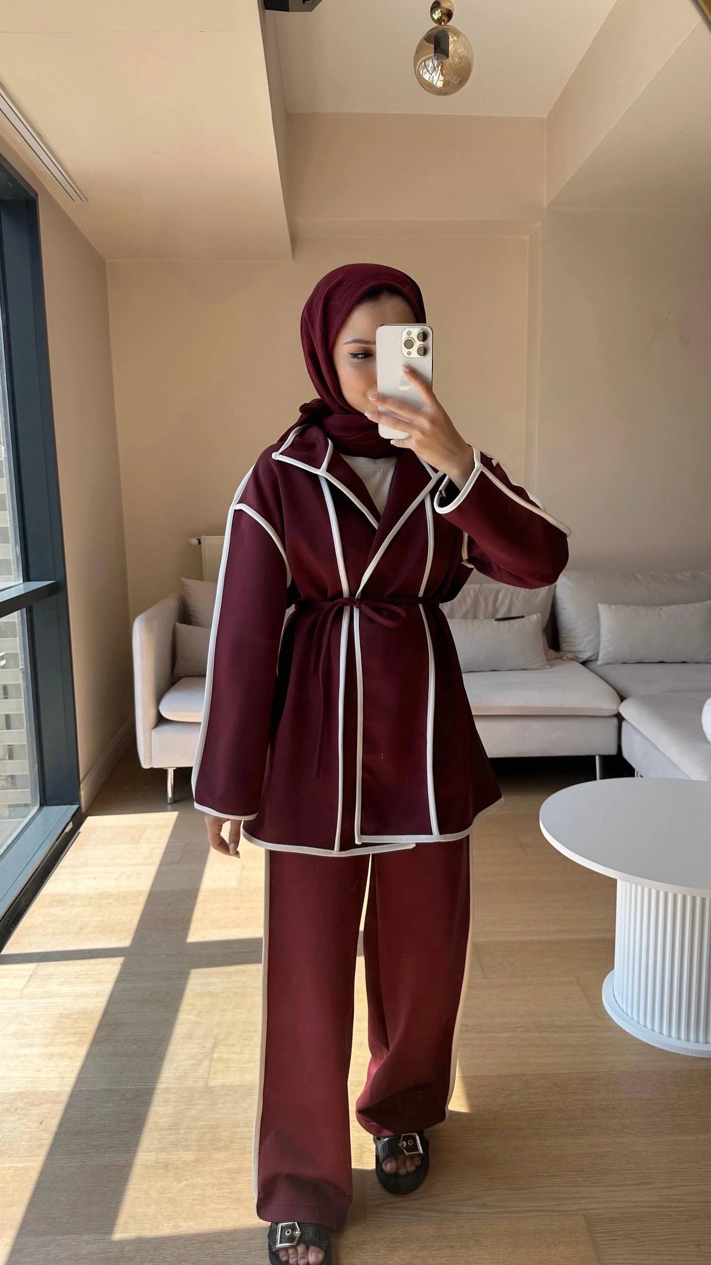 Biyeli Ceket Pantolon Takım - Bordo