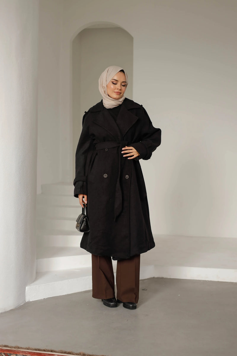 Massi Kaşe Kaban - Siyah