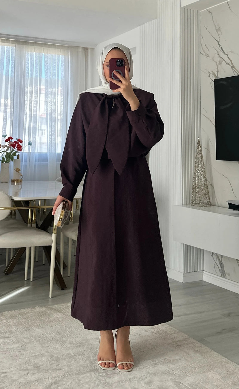 Gloria Bağlama Detay Modal Elbise - Bordo