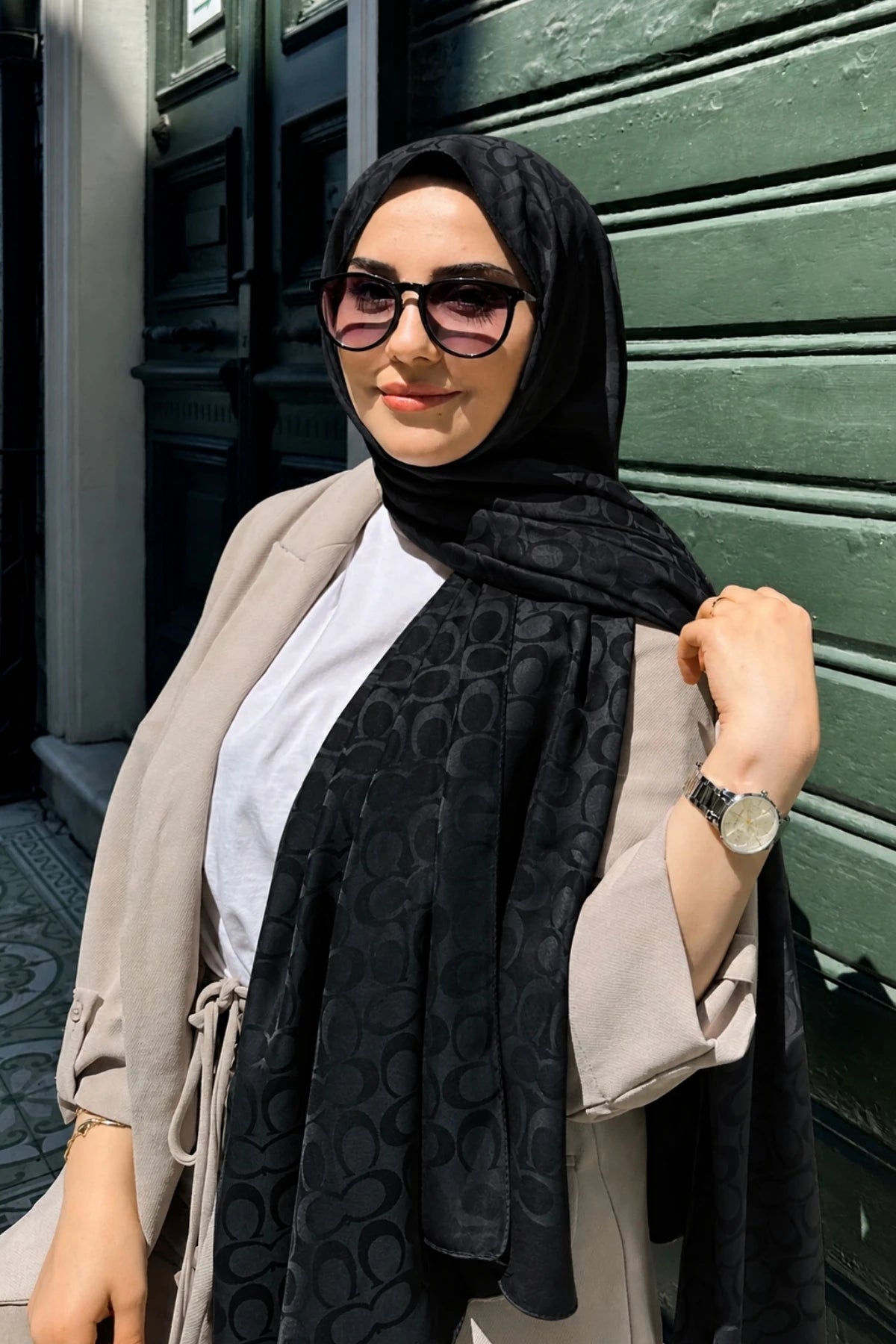 Elegant Line Şal - Siyah