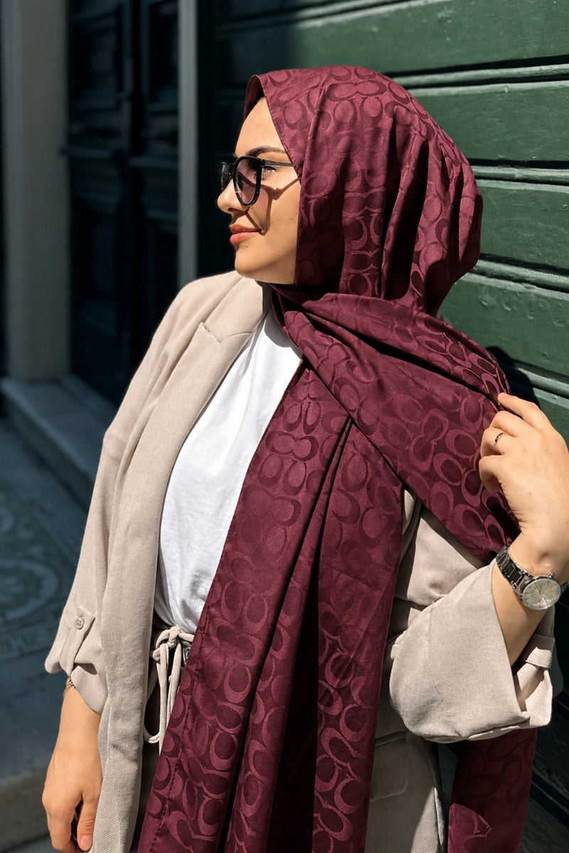 Elegant Line Şal - Bordo
