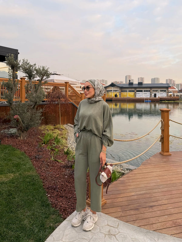 Fara Sweat Pantolon Takım - Yeşil