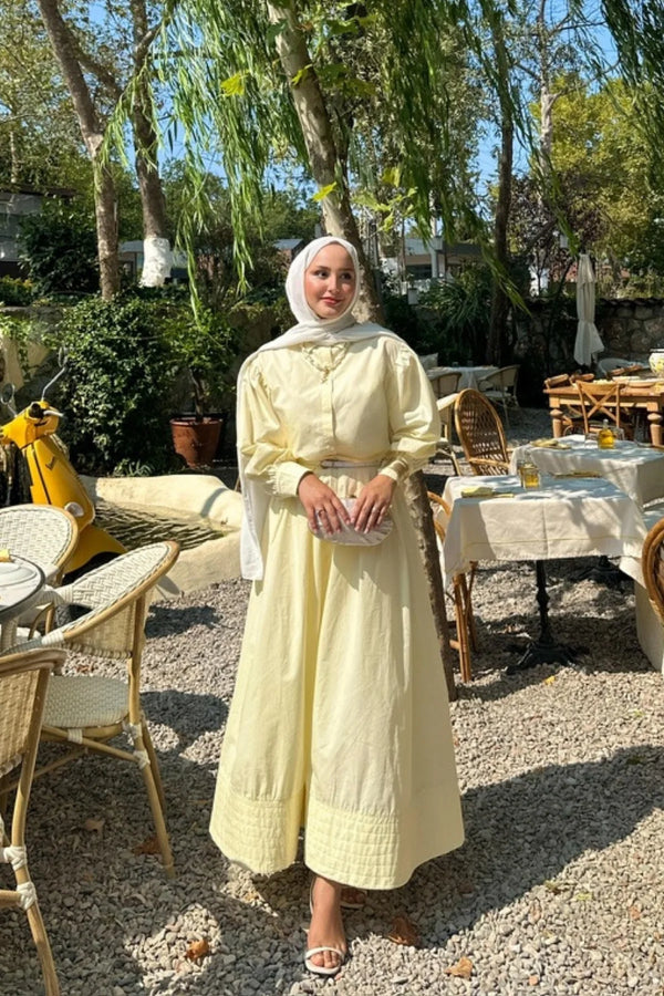 Gina Gömlek Etek Takım - Sarı