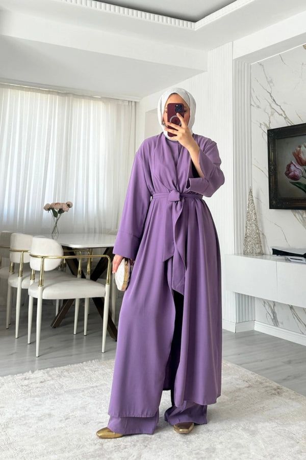 Noir 3'lü Abaya Set - Lavanta