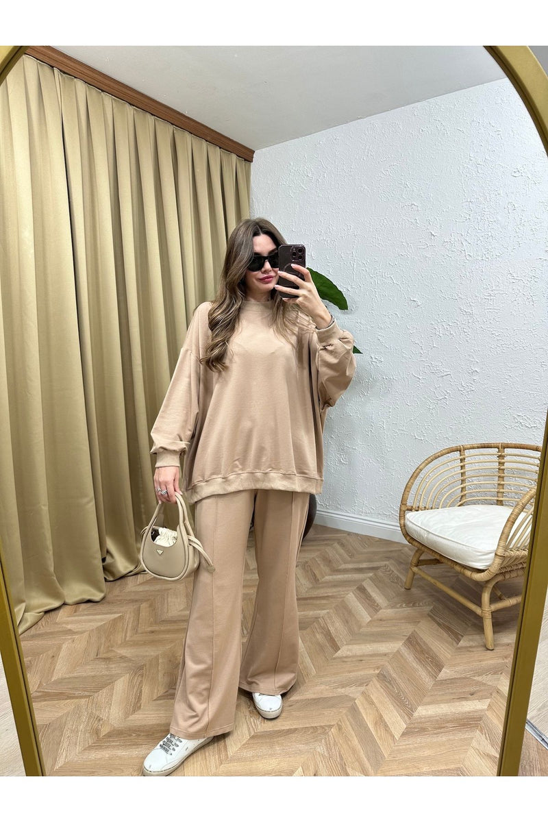 Sweat Pantolon Takım - Camel