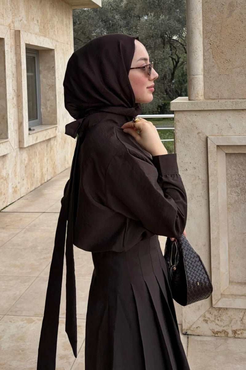 Hafsa Bluz Etek Takım - Acı Kahve
