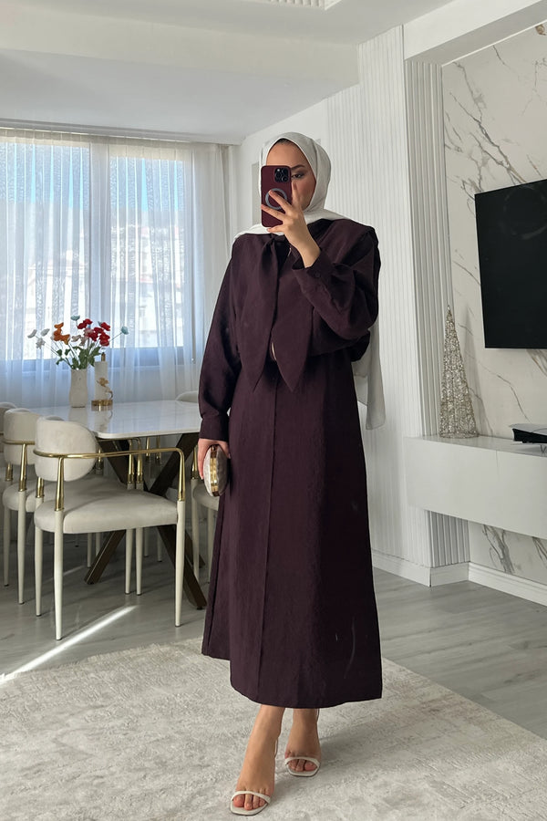 Gloria Bağlama Detay Modal Elbise - Bordo