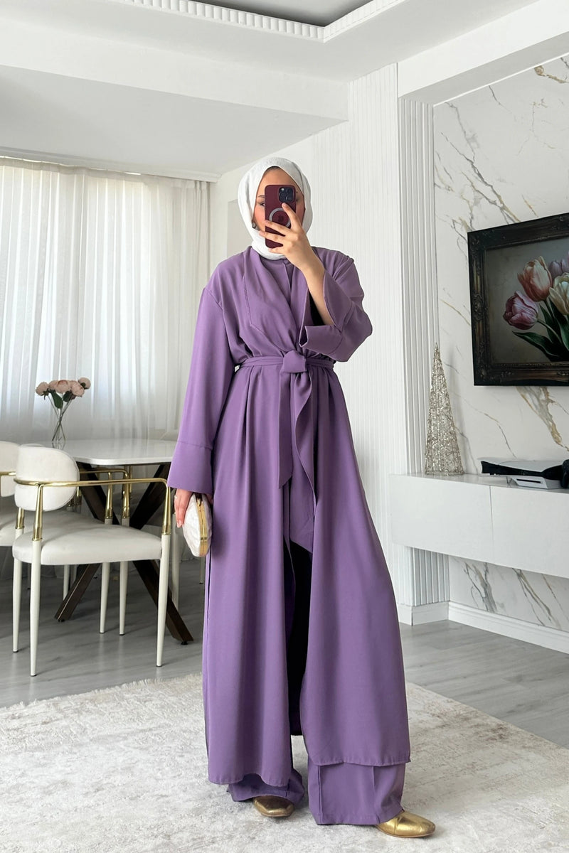 Noir 3'lü Abaya Set - Lavanta