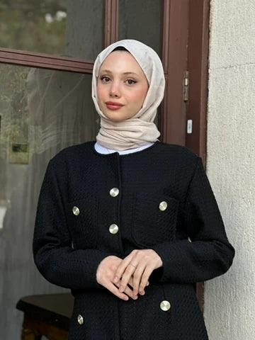 F Desen Koton Şal - Bej