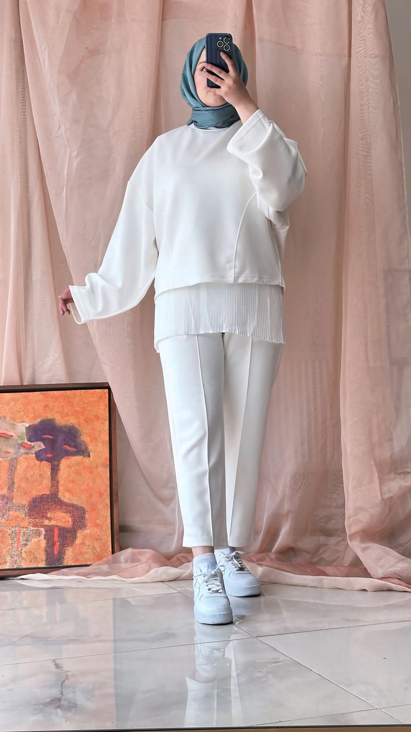 Fara Sweat Pantolon Takım - Beyaz