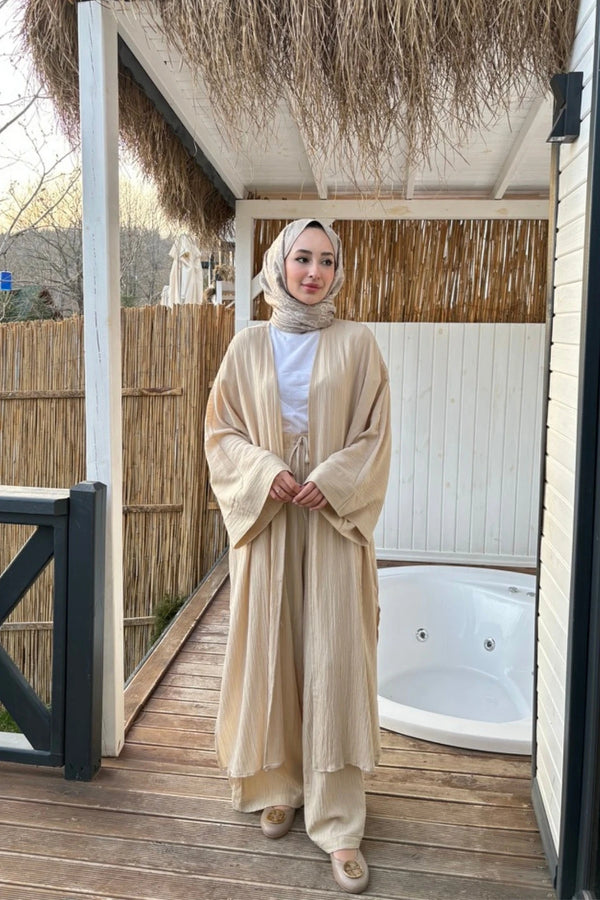 Ahsen Kimono Takım - Krem