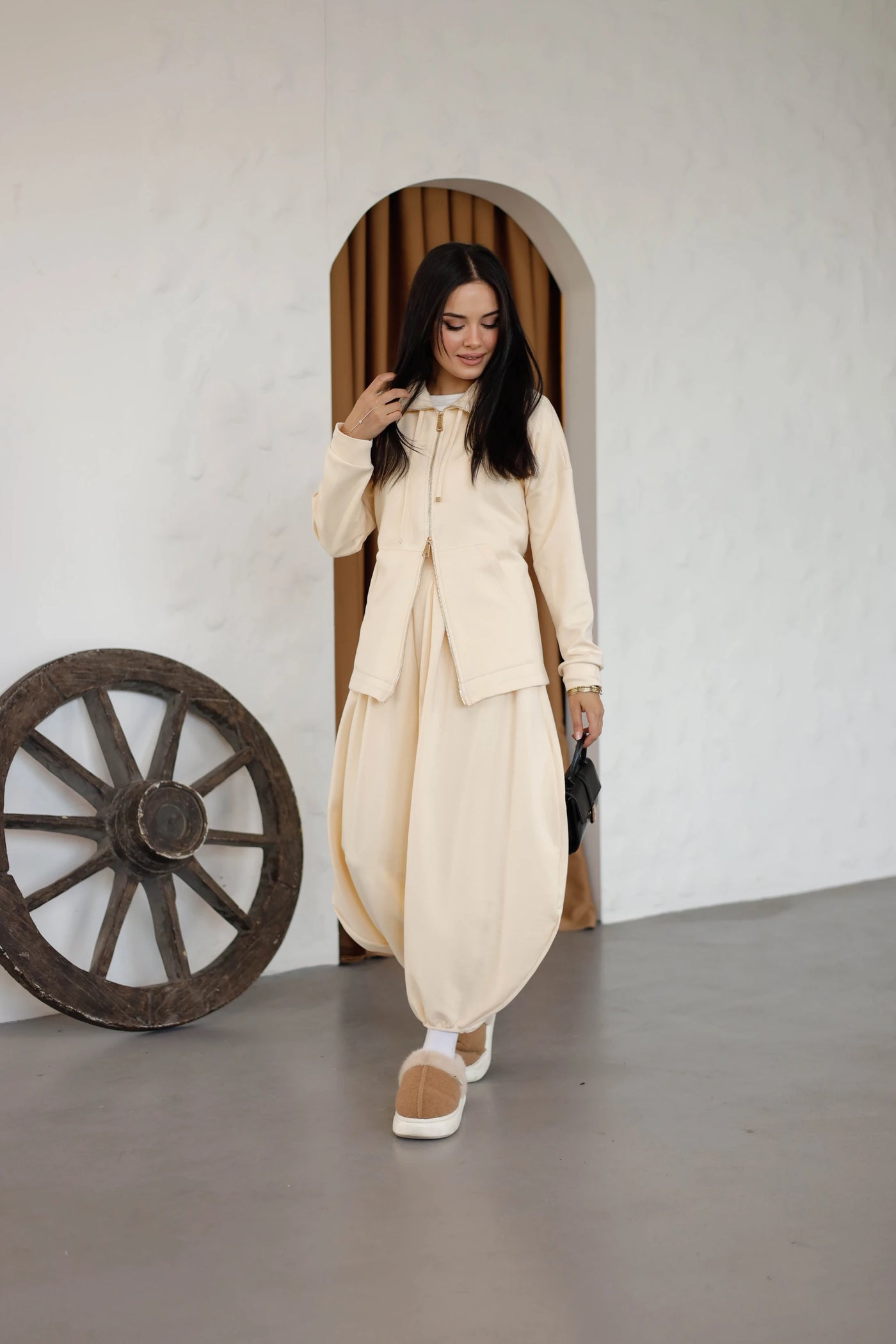 Bomber Sweat Takım – Krem