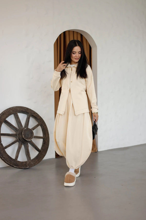 Bomber Sweat Takım – Krem