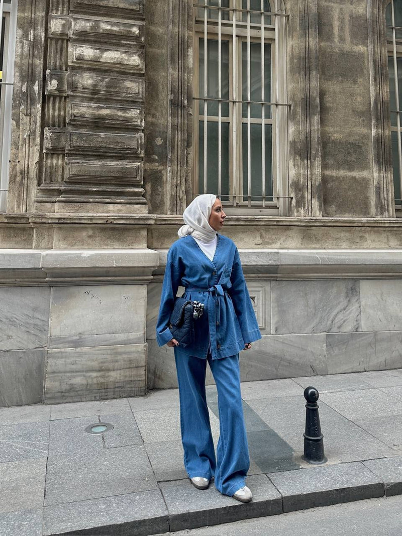 Denim İkili Takım - Mavi