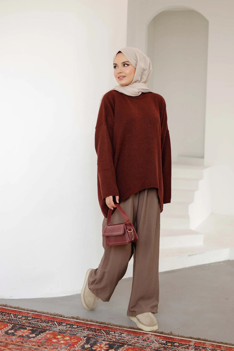 Hazel Triko Kazak - Bordo