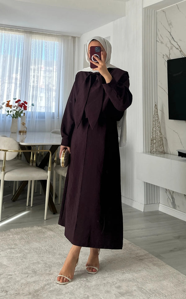 Gloria Bağlama Detay Modal Elbise - Bordo